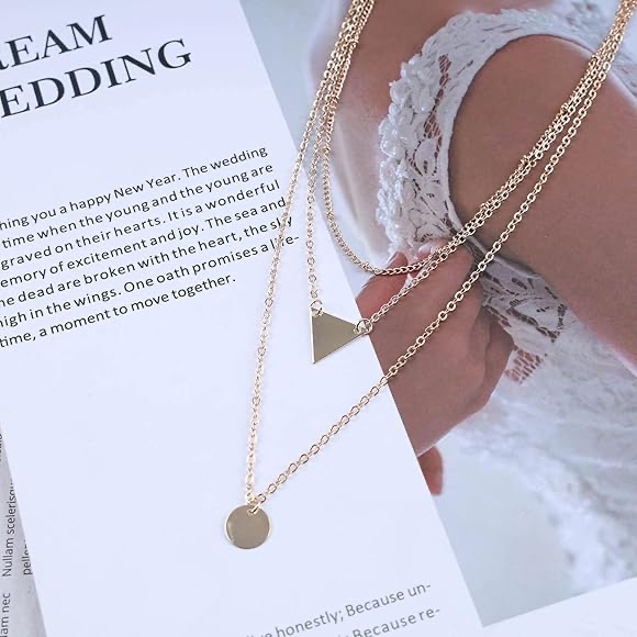 Gold-Tone Layered Geometric Necklace - Picture 2 of 5